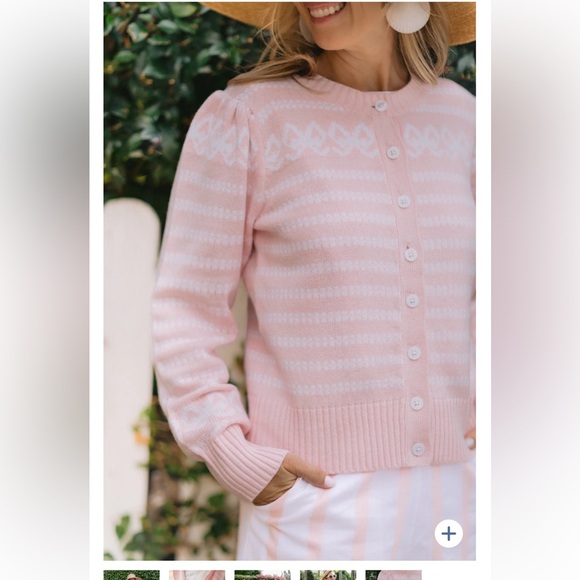 NWT SAIL to SABLE Blush Button Front Bow Cardigan - Picture 3 of 6